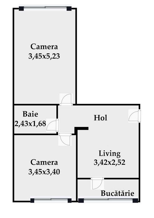 Apartament 2 camere, gata de locuit cu  bucătarie separată