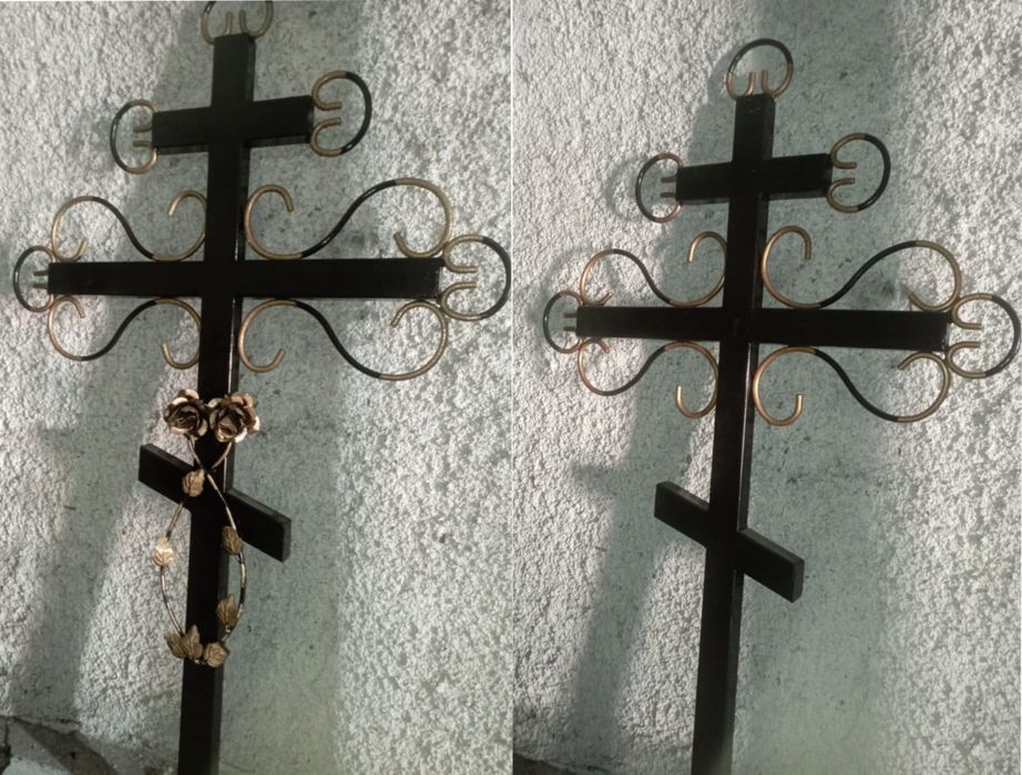 Оградки, столики, кресты, лавочки.