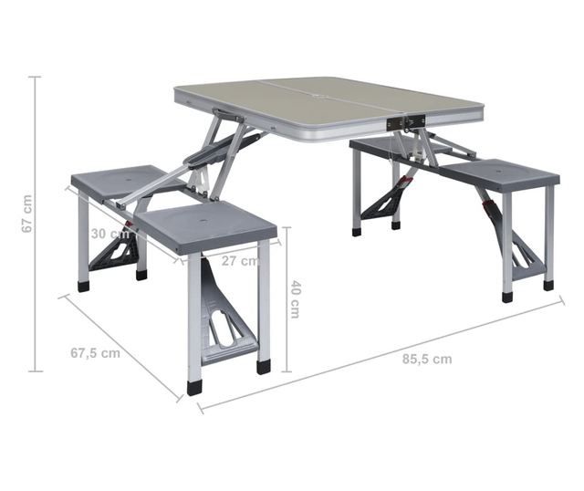 Сгъваем комплект за къмпинг - маса с 4 вградени стола