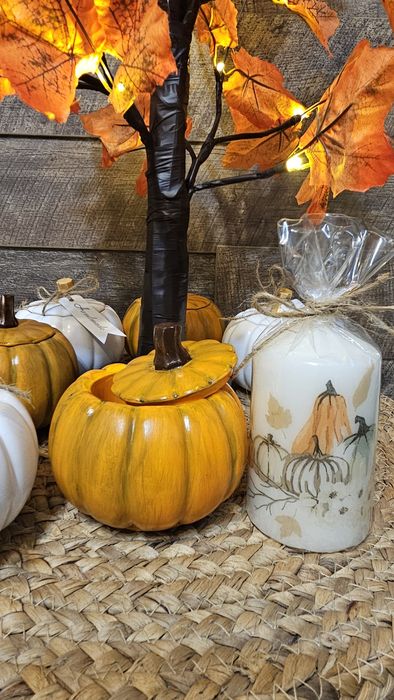 Декоративна керамична тиква с капаче