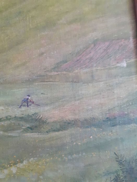 tablou vechi pictura pe panza 56/69 cm semnat F K Kerner