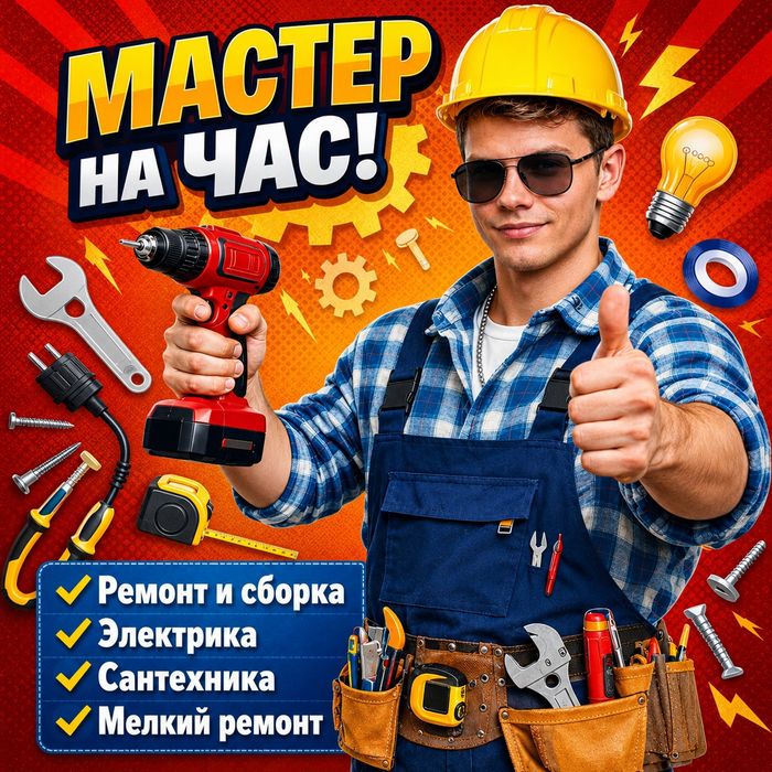 Мастер на час Актобе | Электрик | Сантехник | Мебельщик.