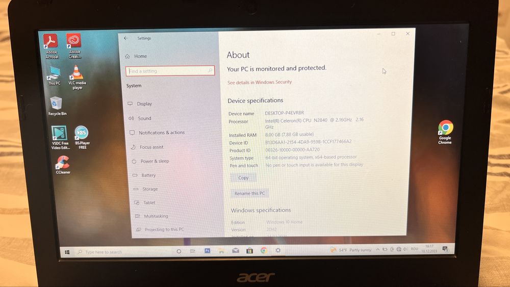 Acet ES1 | intel celeron | 8GB ram