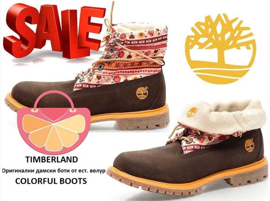 TIMBERLAND № 35/36 – Дамски боти от ест. кожа "COLORFUL ACCENTS" нови