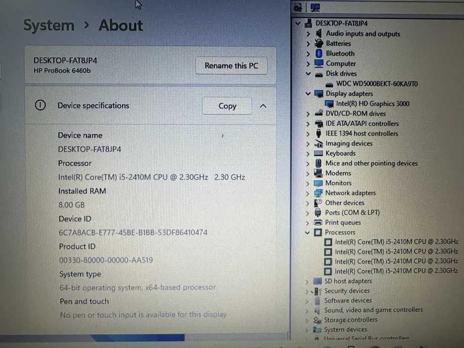 Laptop Hp ProBook 6560b Intel core i5,windows 11,pachet office