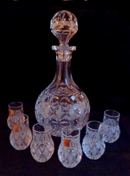 Crystal Nachtmann 24% pbO decanter si pahare , dish mare, set unic