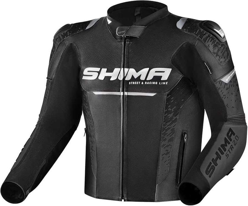 Кожен мото екип SHIMA STR 2.0 BLACK ,всички протектори,гърбица,