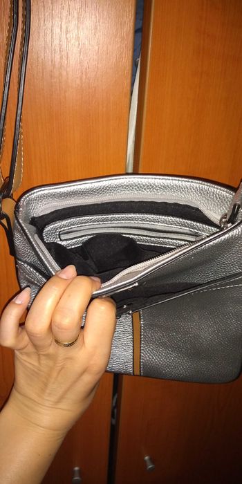 Poseta/ Geanta Principles Debenhams UK, argintiu-bej, bareta lunga