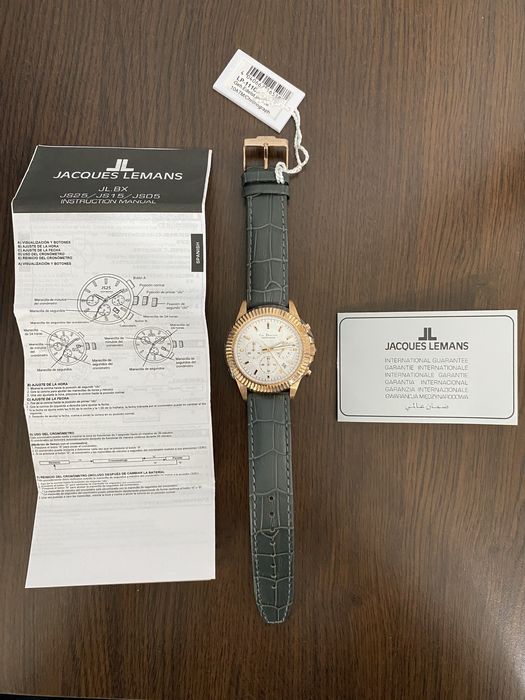Jacques Lemans Luxury Chronograph, Rose-Gold Case, Leather Strap.
