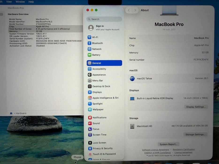 MacBook Pro 14" M1 PRO 8-CPU, 14-GPU, 32RAM, 512SSD