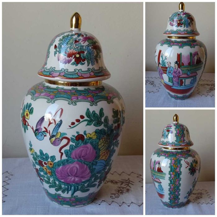 Ваза с капак от Азия, дфинджифилов буркан.