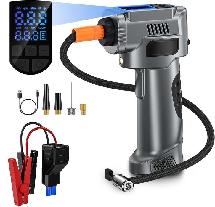 5-в-1 Преносимо пусково устройство (Jump Starter) с компресор – 3000A