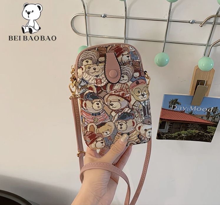 Мини-сумка с мишками через плечо