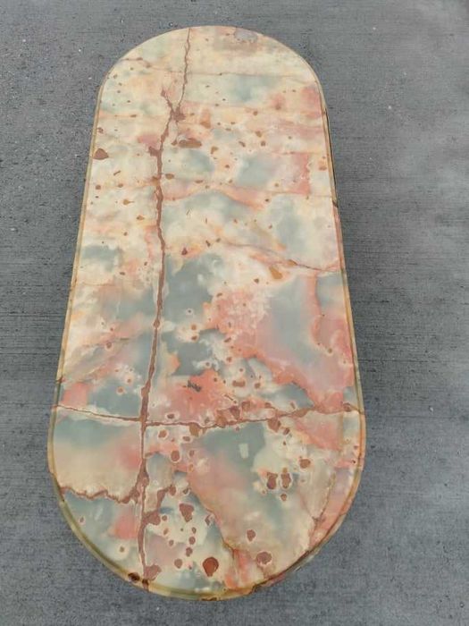 Masa din bronz cu blat de piatra onix