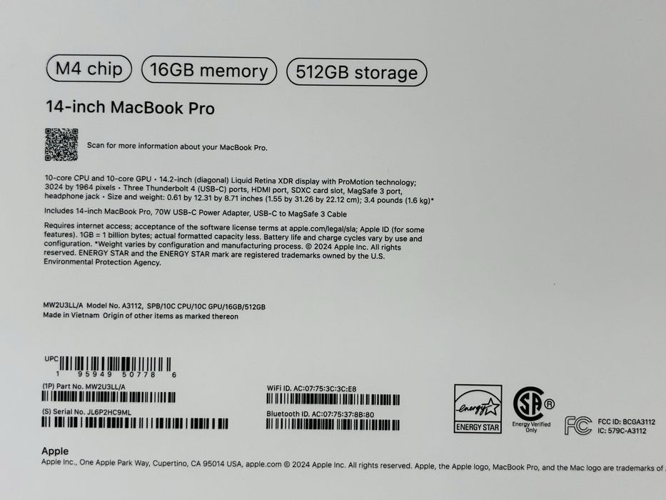 MacBook Pro 14 M4 16GB 512GB