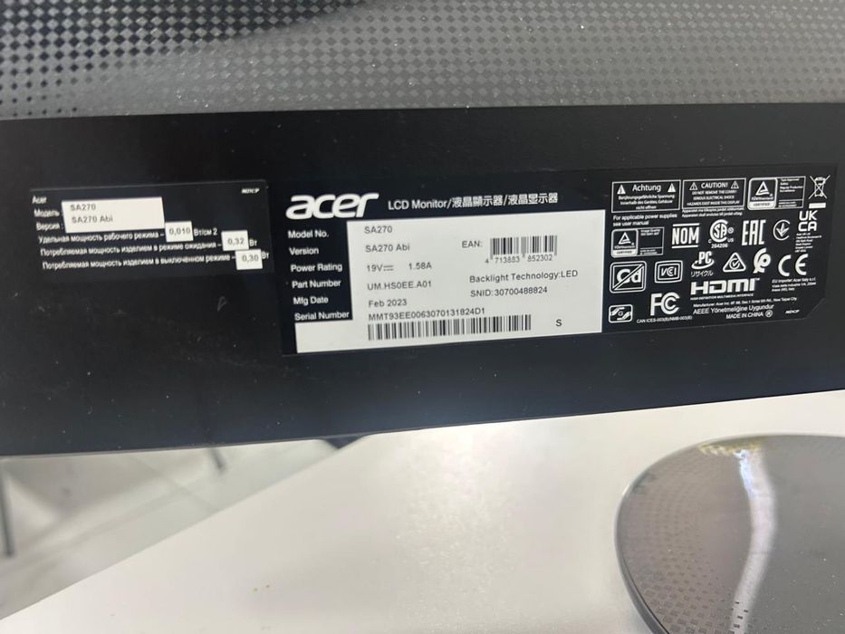 Монитор acer 27 дьюм