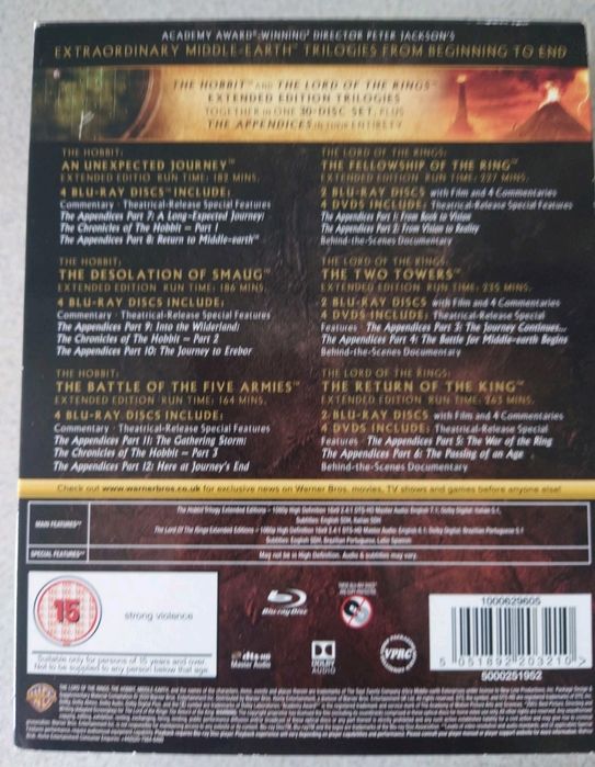 The Hobbit + The Lord of The Rings: Extended Trilogies (30 - Disc Set) (Bluray)