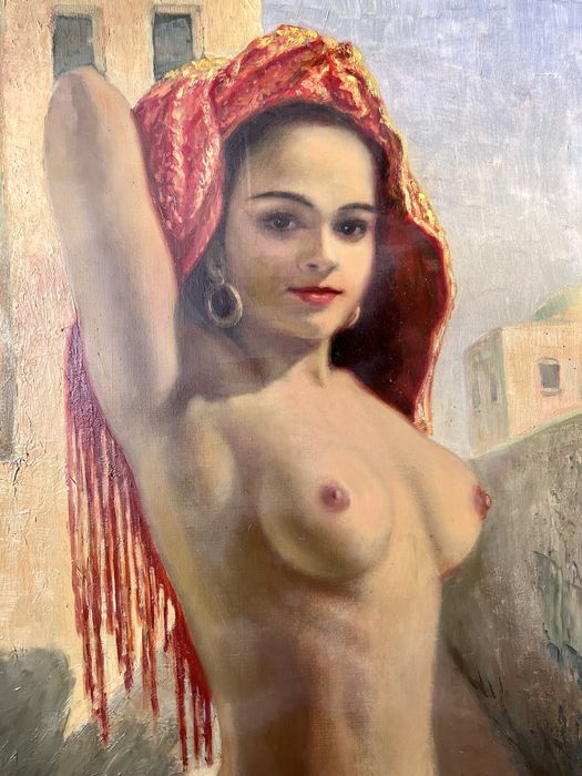 Tablou vechi decorativ ‘Nud’ *** vintage / antic / vechi / retro ***