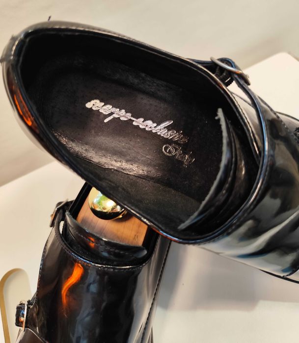 Pantofi double monk 42 42.5 de lux Lavoratione Artigianale NOI piele naturala negru