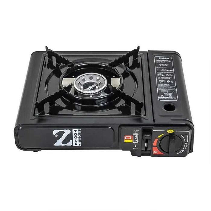 Къмпинг печка с автоматично запалване, спрей бутилка, черна