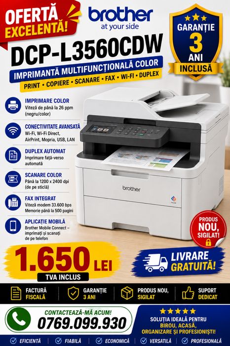 Brother DCP-L3560CDW | Produs nou, sigilat | Livrare gratuita
