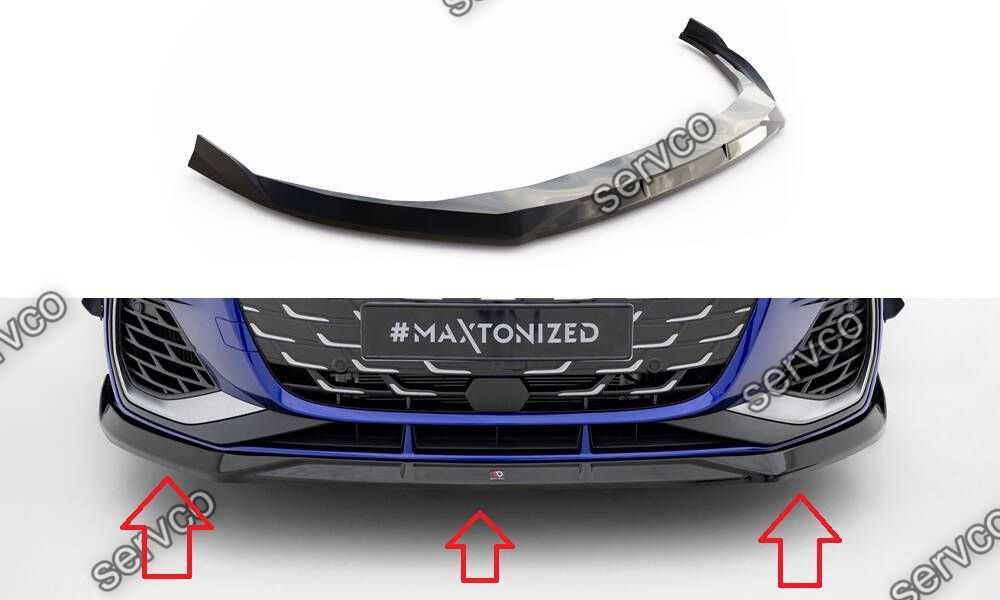 Prelungire splitter lip bara fata Audi A3 Sline S3 Sportback Sedan 8Y Facelift 2024- v34 - Maxton Design