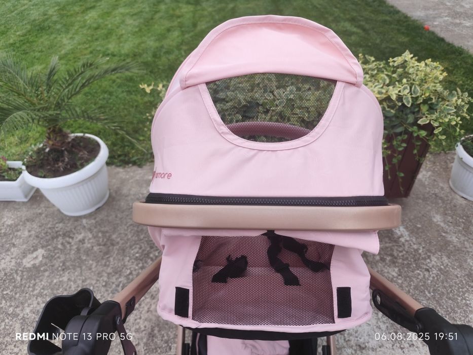 Детска количка Chipolino Аморе 2 в 1, розов маршмелоу