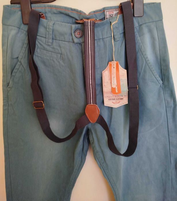 модерен, мъжки панталон -slim fit с тиранти- Urban Surface