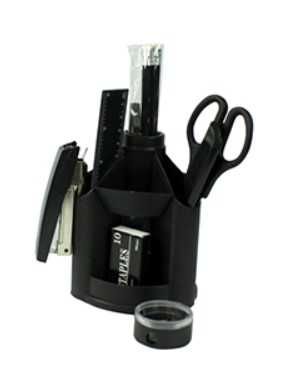 Suport birou plastic negru rotativ echipat 13 piese