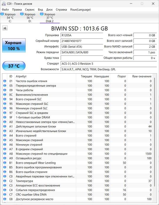 SSD 1000GB SATA3 Biwin C1004
