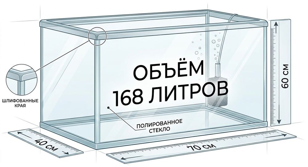 Аквариум 160 литров, не склеенный