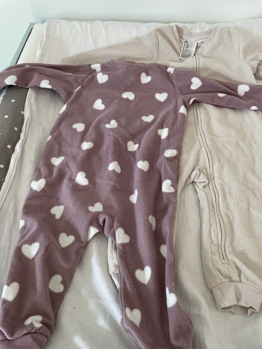 2 pijamale salopeta din fleece cu fermoar H&M
