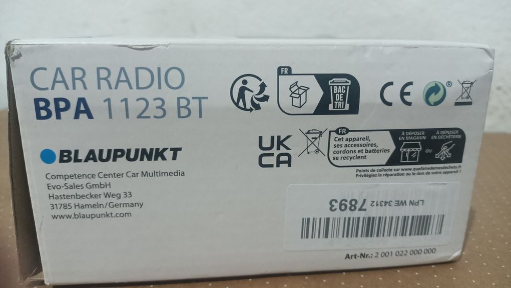 Radio Auto Nou Blaupunkt BPA Sistem Audio MP3 Bluetooth  5.0 USBUSB