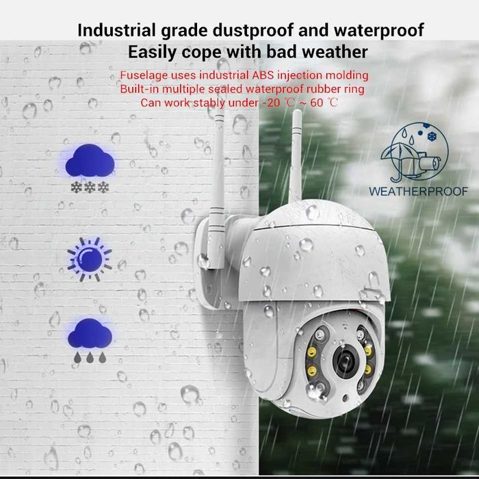 WiFi PTZ Външна Широкоъгълна Въртяща Камера 8MP Full HD