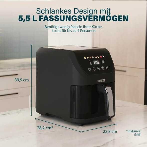Friteuza cu aer cald Princess SlimFry 8L, 2000W, Digitala, Garantie