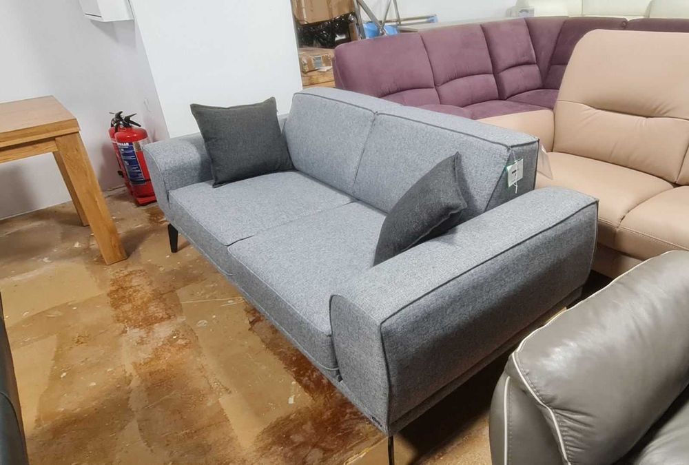 Сив диван от плат двойка с функция сън