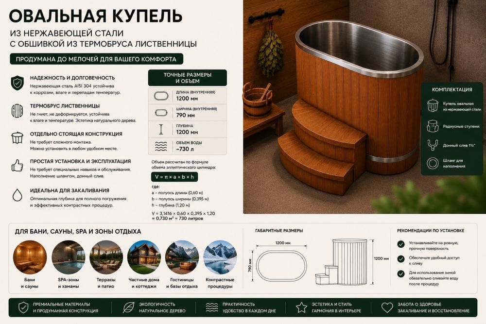 Купель для бани из нержавеющей стали