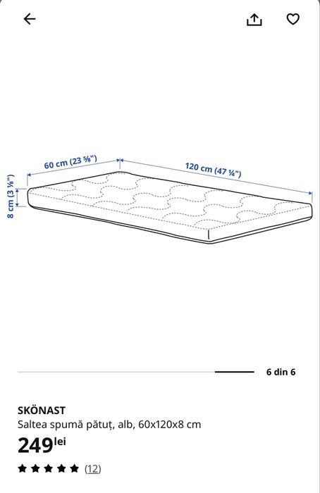 Patut IKEA Gulliver si saltea IKEA Skonast 120x60