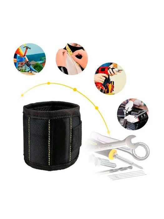 Магнитный браслет на руку для саморезов, мелких деталей, строительный.