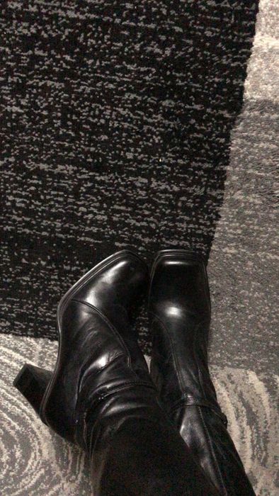 Cizme din piele cu toc patrat