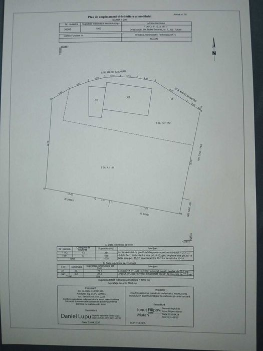 Proprietar, vând imobil intravilan 1.000 mp, Măcin (jud. Tulcea) – Ideal construcție
