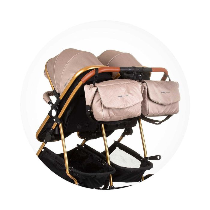 Chipolino Количка за близнаци Дуо Смарт златно бежово KBDS02403GB