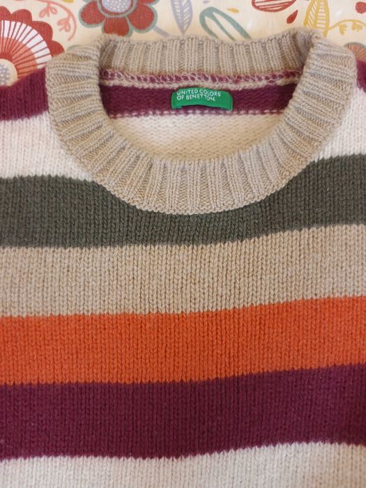 Pulover lână Benetton, copii 8-9 ani, impecabil