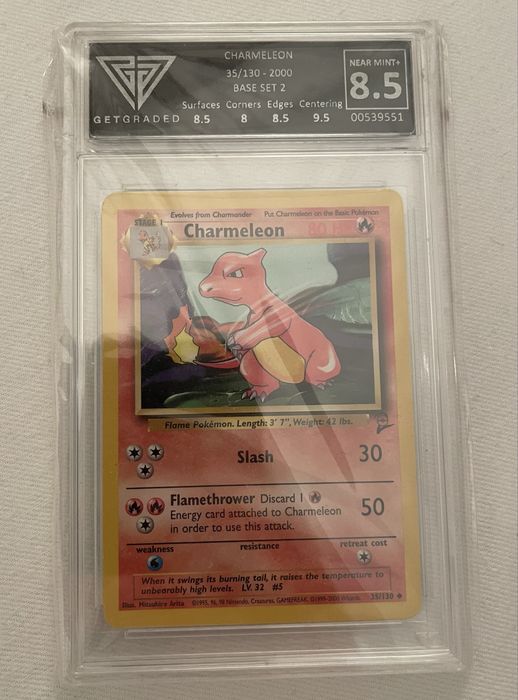 Pokemon graded cards Charmeleon 2000 base set 2