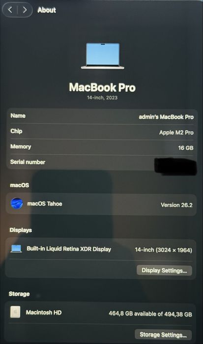 Macbook Pro 14” M2 Pro 2023, impecabil, k nou, full box, 91 cicluri