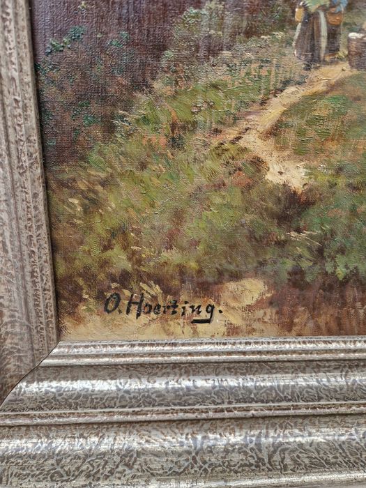 Топ- Уникална огромна майсторска антикварна картина масло върху платно