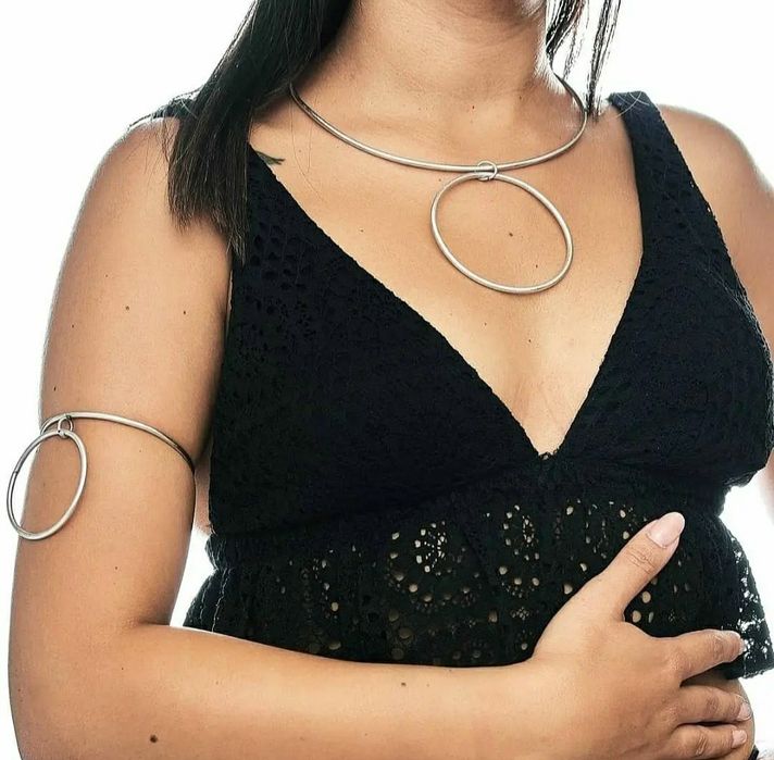 Колье и браслет из мельхиора