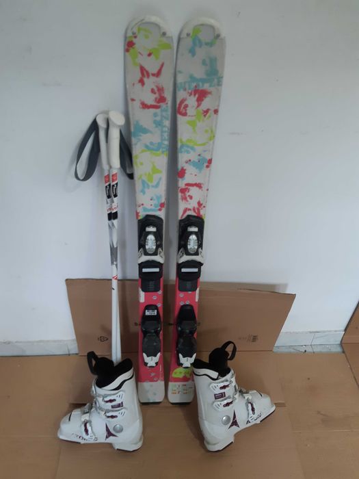Schiuri copii schi 110 cm fete set schi+clapari+bete ski buyback