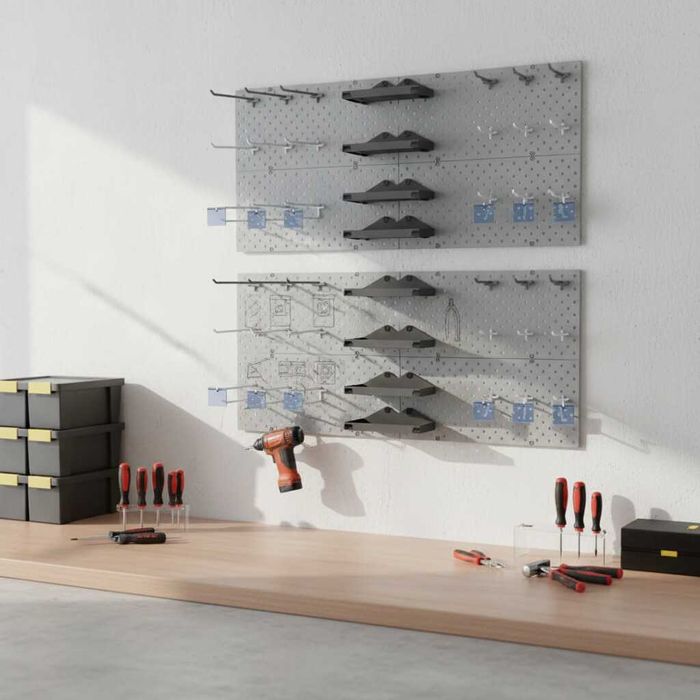 Teshilgan panel, перфопанель, do'konda ilgaklar uchun panel