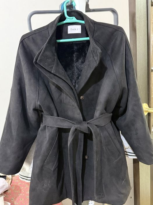 Дублёнка чёрная замшевая